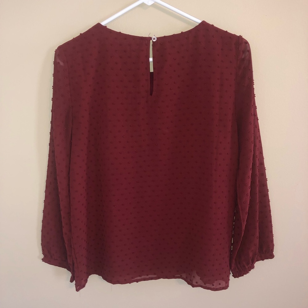 J Crew Factory Ruffle Front Polka Dot Blouse - Picture 4 of 5